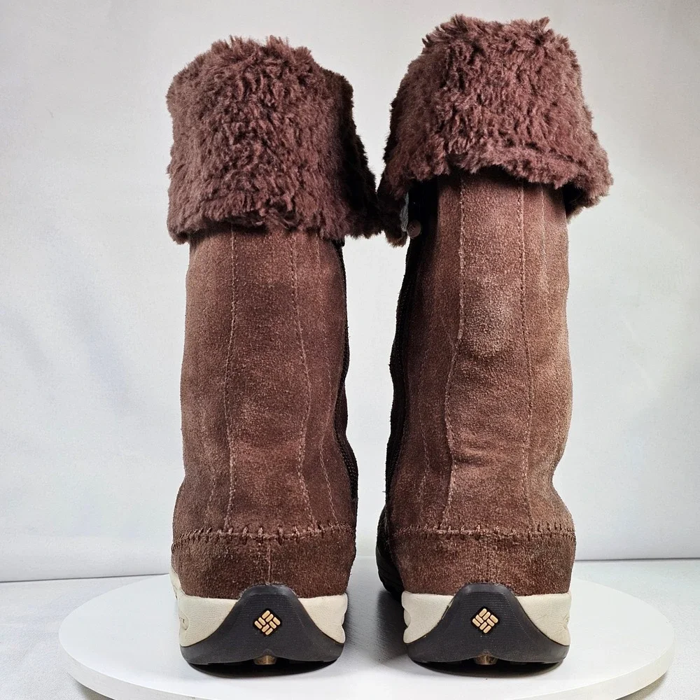 Columbia Techlite Brown Suede Faux Fur Lace Up Winter Boots‎ Womens 7.5
